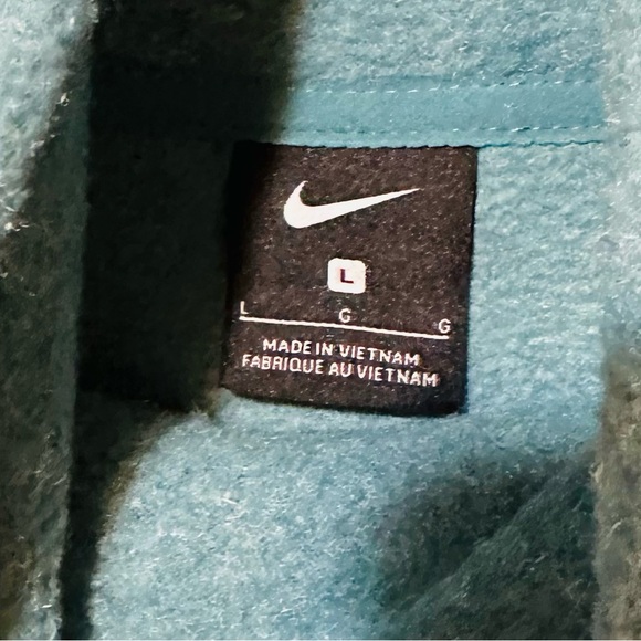NIKE aqua drawstring cowl neck pullover fleece sweatshirt size Large - Picture 7 of 7